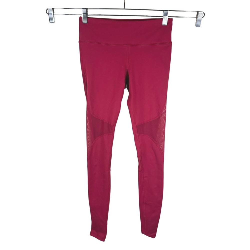 ALO YOGA West Coast Yoga High‎ Waist Leggings Mesh Panel Active Bright Red SZ XS